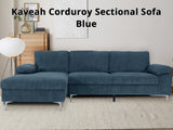DS Kaveah Corduroy Sectional Sofa Green