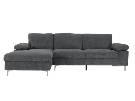 DS Kaveah Corduroy Sectional Sofa Grey