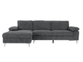 Kaveah Corduroy Sofa With Left Chaise - Grey