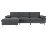 DS Kaveah Corduroy Sectional Sofa Grey