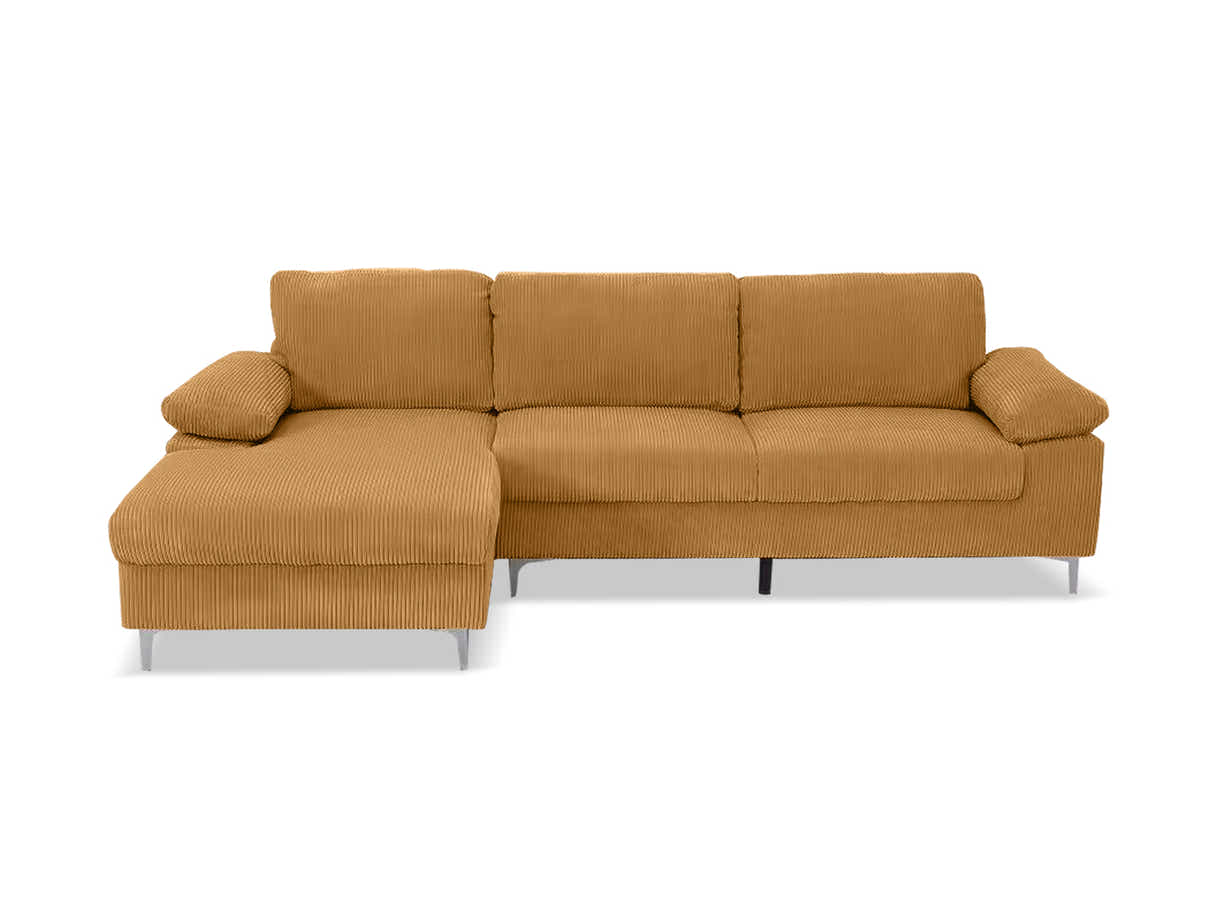 Kaveah Corduroy Sofa With Left Chaise - Yellow