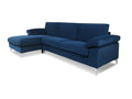 Kaveah Velvet Sofa With Left Chaise - Blue