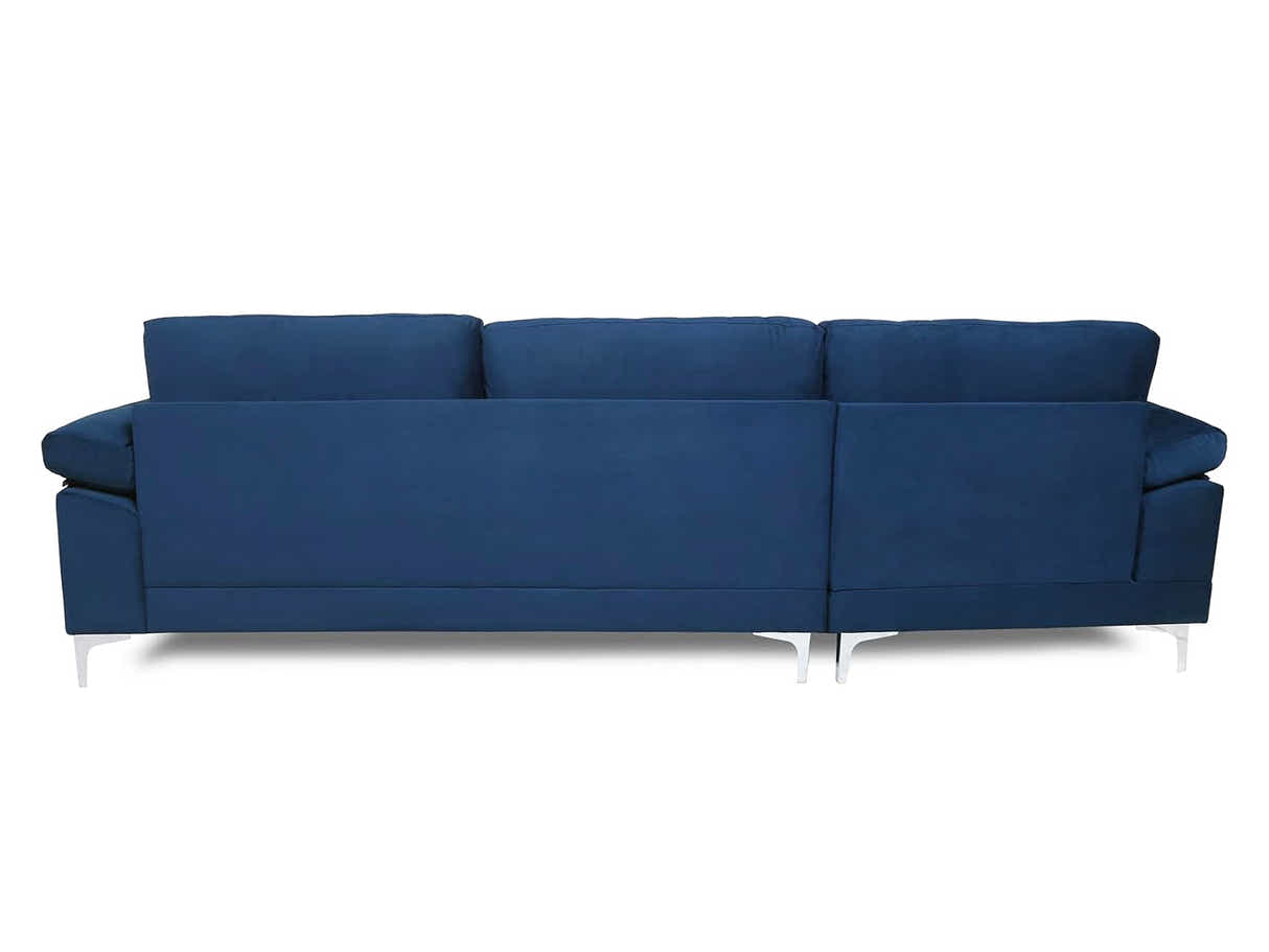Kaveah Velvet Sofa With Left Chaise - Blue