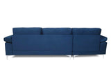 Kaveah Velvet Sectional Sofa with Left Chaise Blue