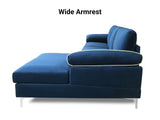 Kaveah Velvet Sectional Sofa with Right Chaise Blue