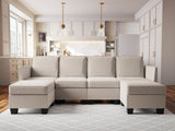 Enzo Sectional Sofa Velvet Beige