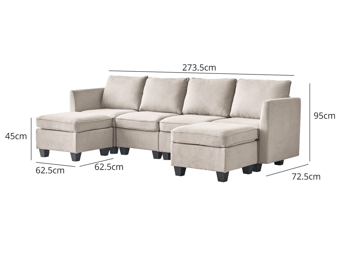 Enzo Sectional Sofa Velvet Beige