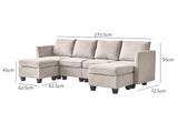 Enzo Sectional Sofa Velvet Beige