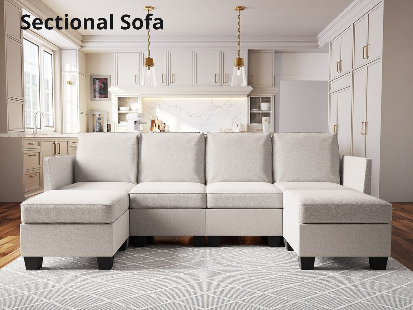 Enzo Sectional Sofa Fabric Grey