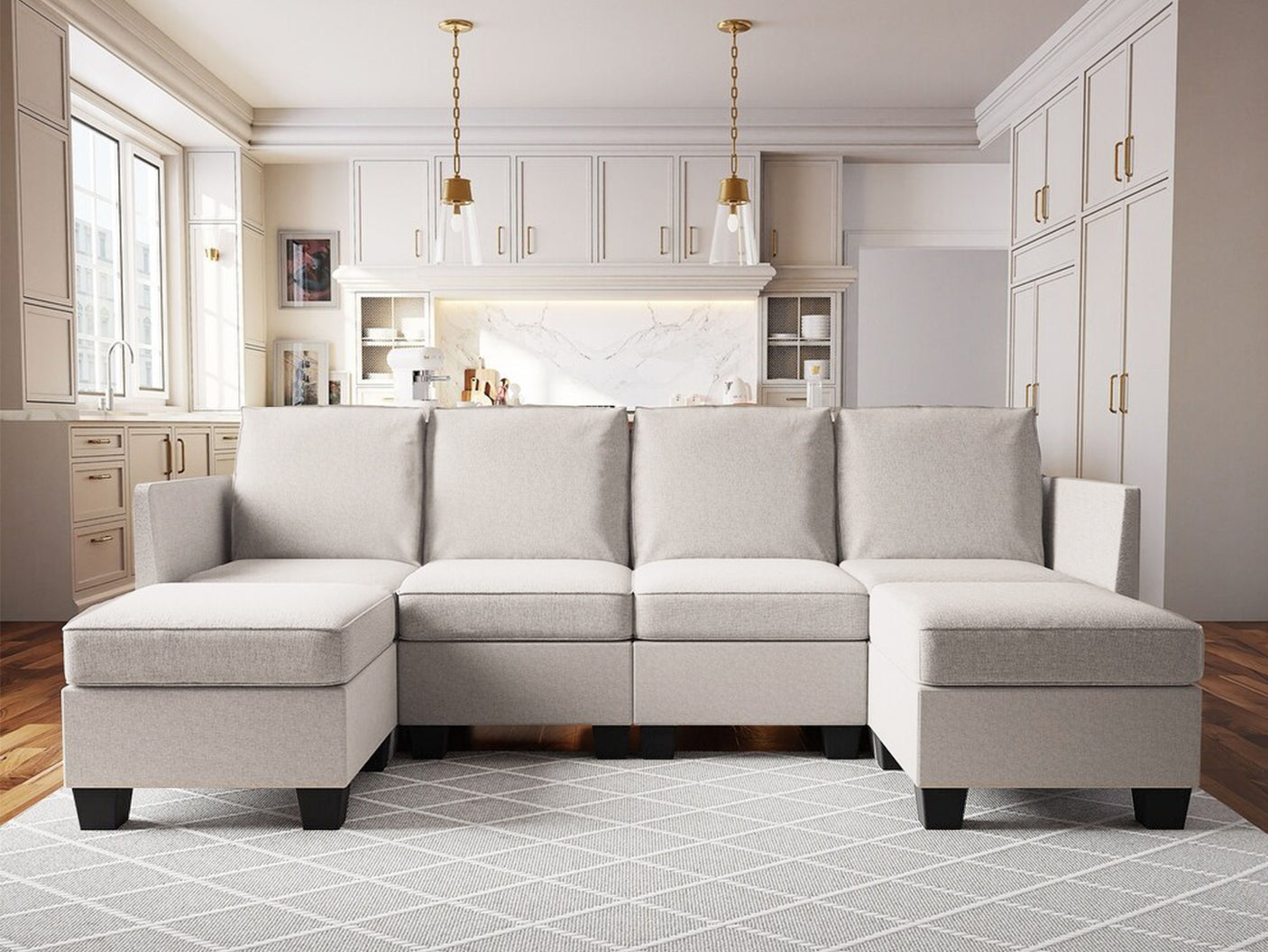 Enzo Sectional Sofa Fabric Grey