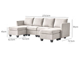 Enzo Sectional Sofa Fabric Grey