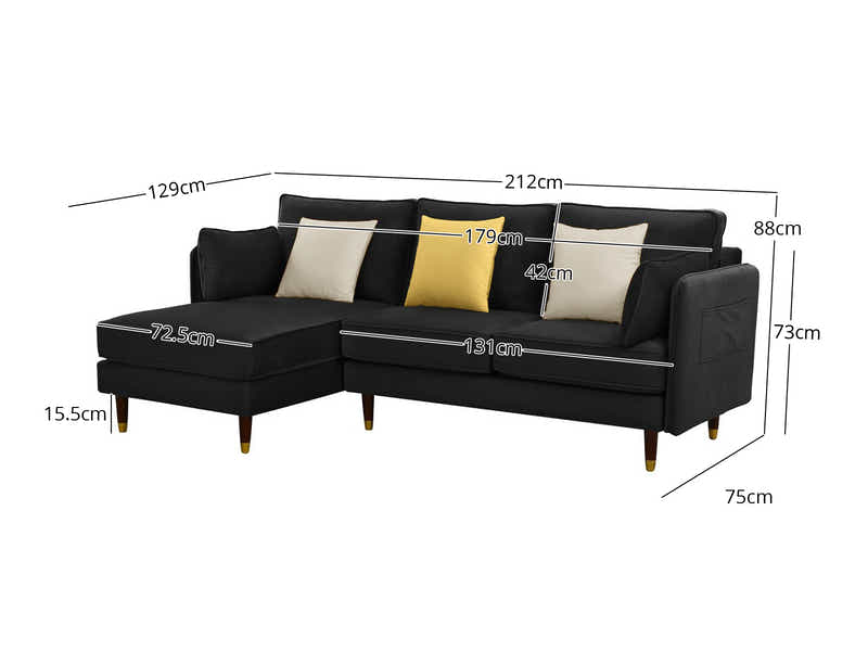 Celisha Sectional Sofa Set Velvet Black