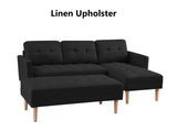 T Lina Sectional Sofa Linen Black