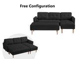 T Lina Sectional Sofa Linen Black