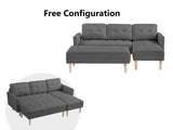 T Lina Sectional Sofa Linen Grey