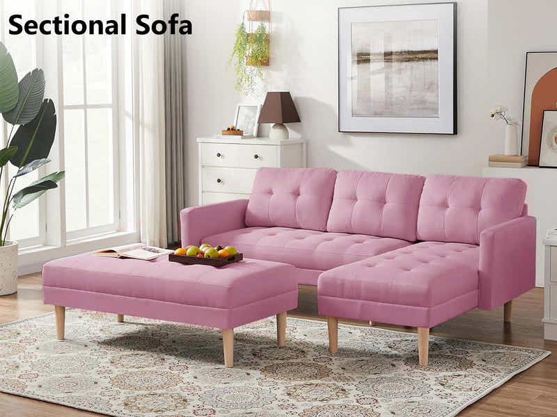 T Lina Sectional Sofa Linen Pink