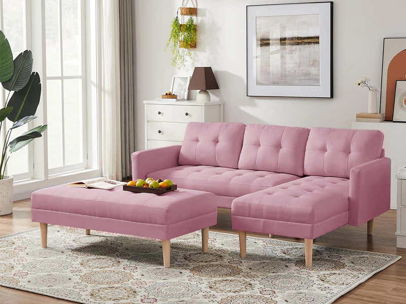 T Lina Sectional Sofa Linen Pink