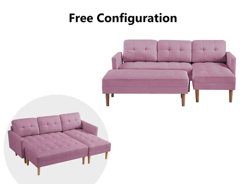 T Lina Sectional Sofa Linen Pink