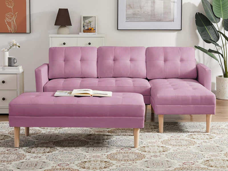 T Lina Sectional Sofa Linen Pink