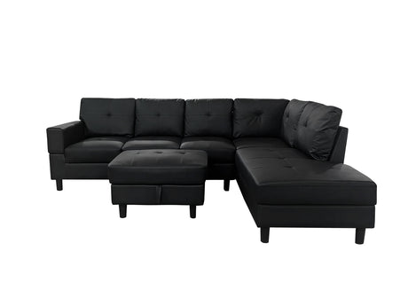 DS Loriece Corner Sofa with Ottoman PU Black