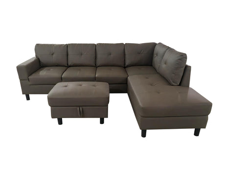 DS Loriece Corner Sofa with Ottoman PU Brown