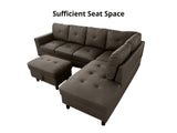 DS Loriece PU Leather Sofa with Ottoman - Brown