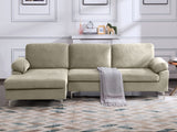 Kaveah Velvet Sofa With Left Chaise - Beige