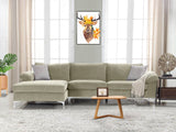 Kaveah Velvet Sofa With Left Chaise - Beige
