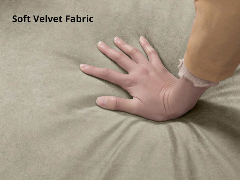 Kaveah Velvet Sofa With Left Chaise - Beige