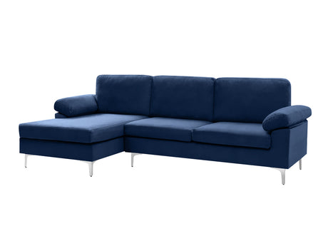 DS Kaveah Sectional Sofa with Left Chaise Velvet Blue