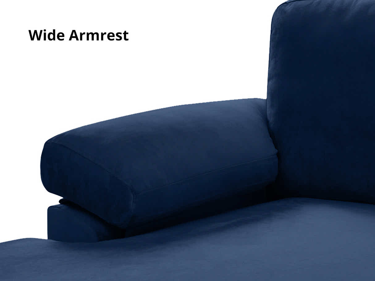 Kaveah Velvet Sofa With Left Chaise - Blue