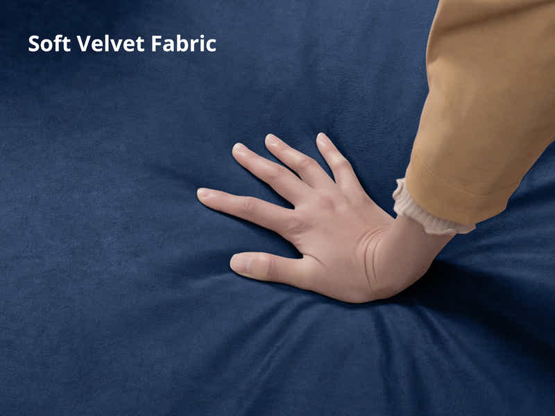 Kaveah Velvet Sofa With Left Chaise - Blue