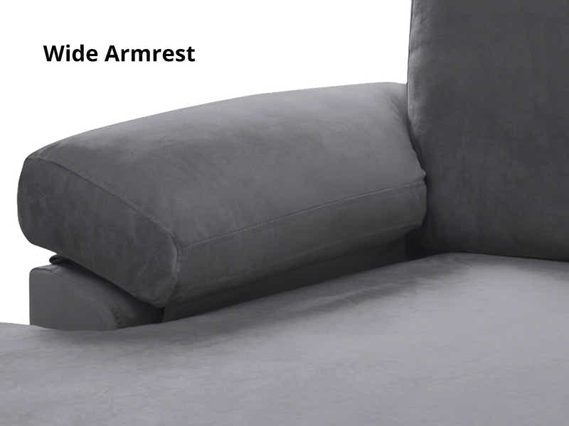 Kaveah Velvet Sofa With Left Chaise - Dark Grey