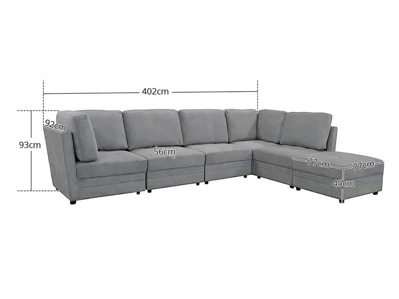 Rory Sectional Sofa Set Linen Dark Grey