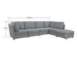 DS Rory Sectional Sofa Set Linen Dark Grey