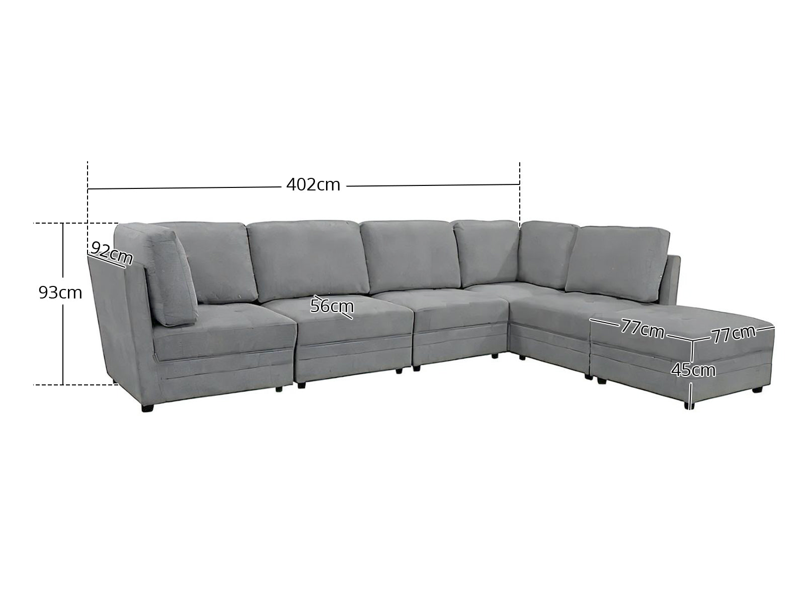 DS Rory Sectional Sofa Set Linen Dark Grey