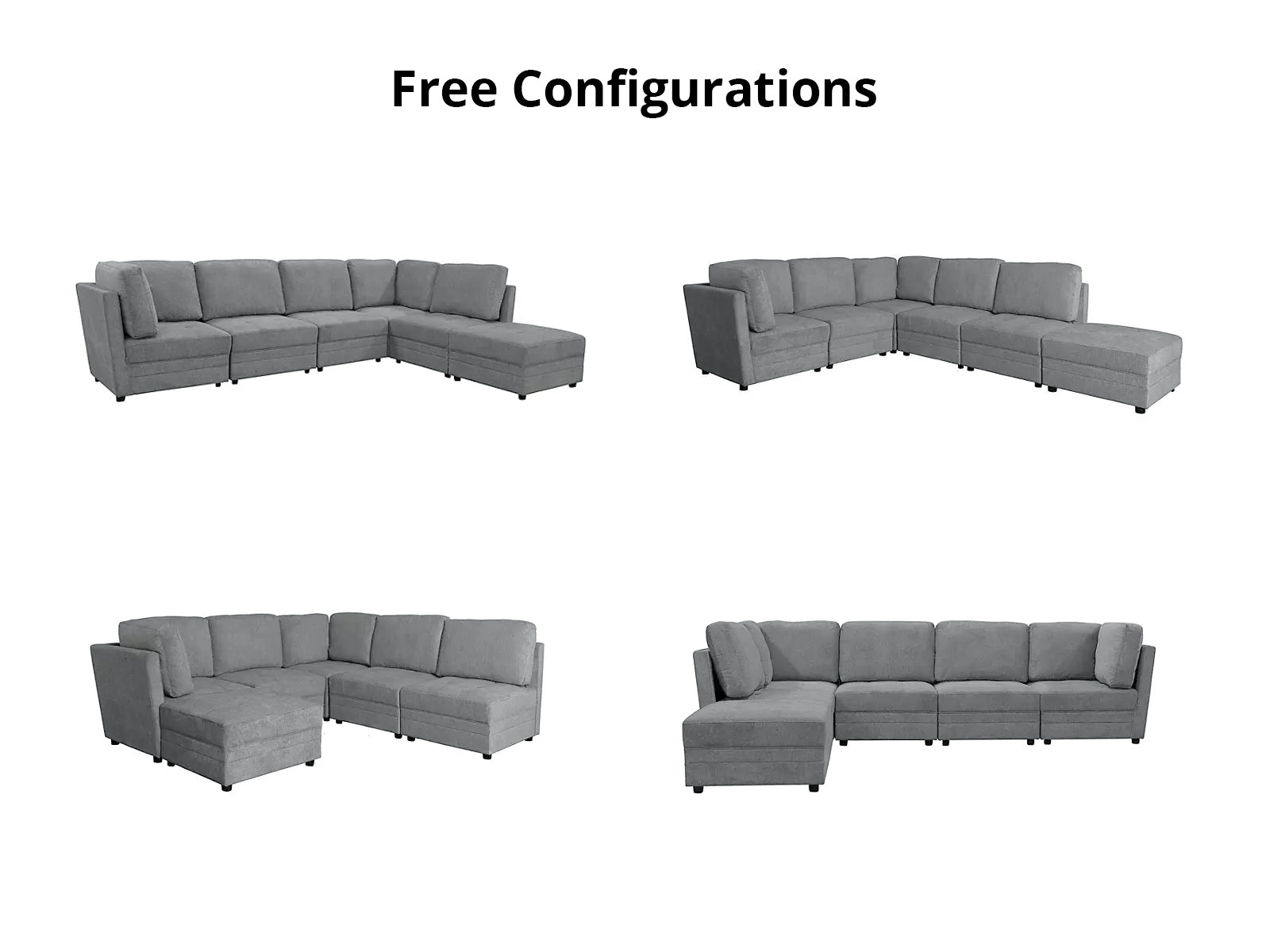 DS Rory Sectional Sofa Set Linen Dark Grey