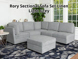 DS Rory Sectional Sofa Set Linent Light Grey