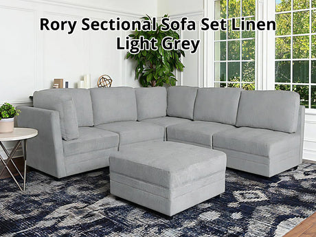 DS Rory Sectional Sofa Set Linent Light Grey