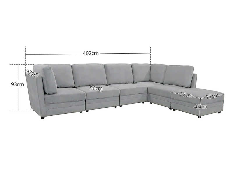 Rory Sectional Sofa Set Linent Light Grey