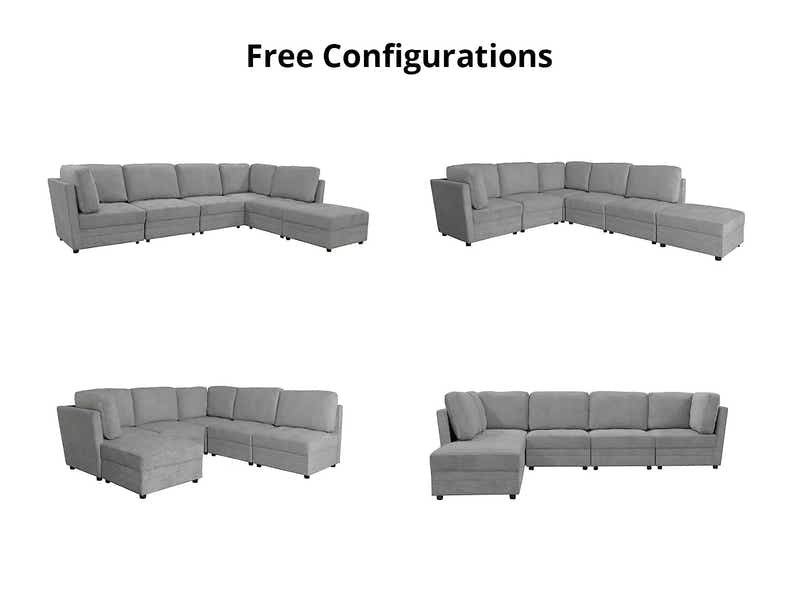 Rory Sectional Sofa Set Linent Light Grey