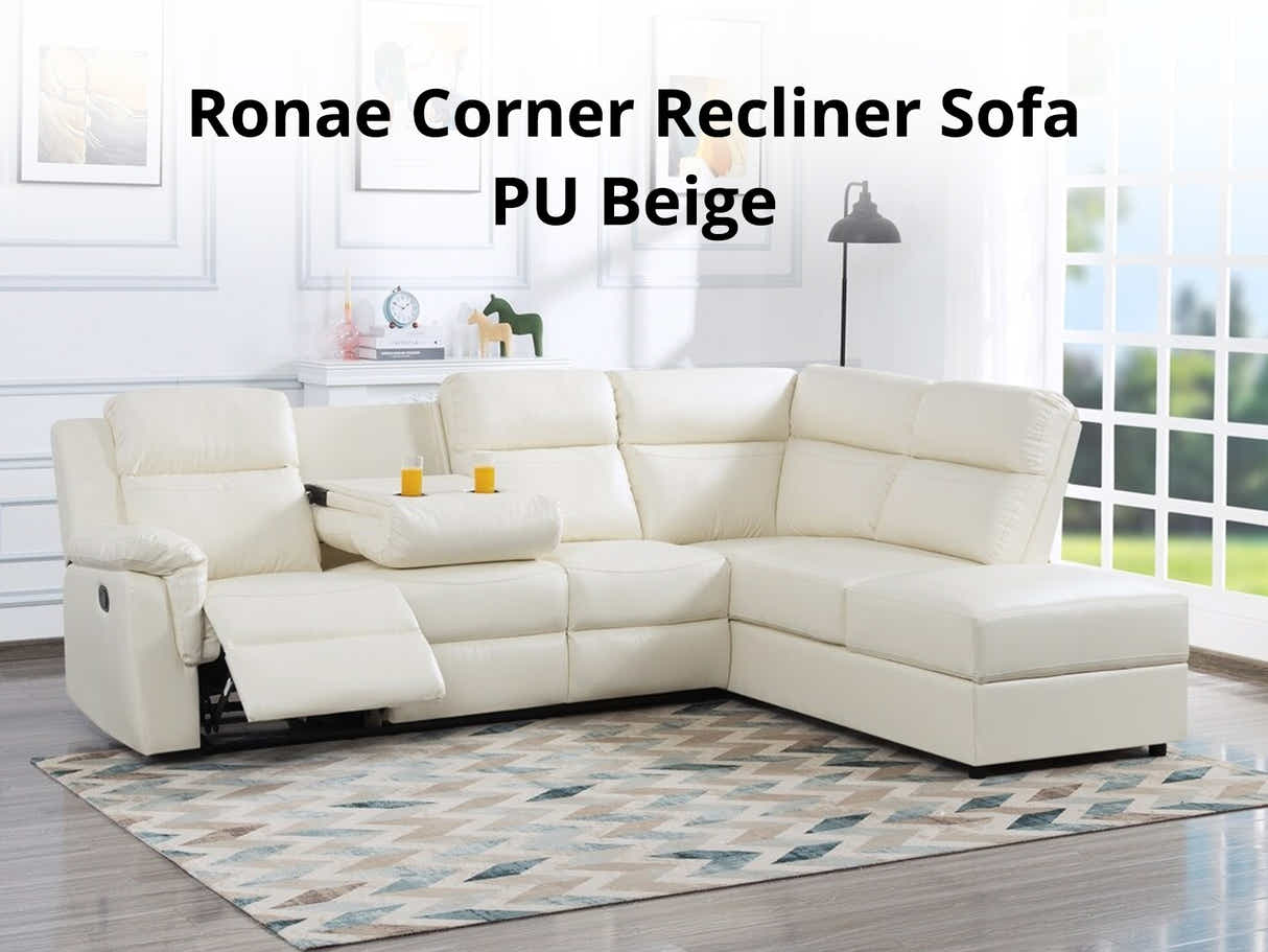 Ronae Corner Recliner Sofa PU Beige