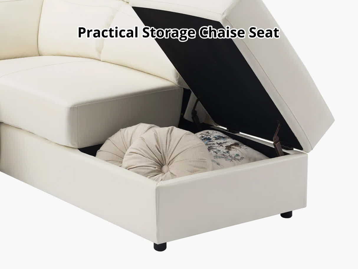 Ronae Corner Recliner Sofa PU Beige
