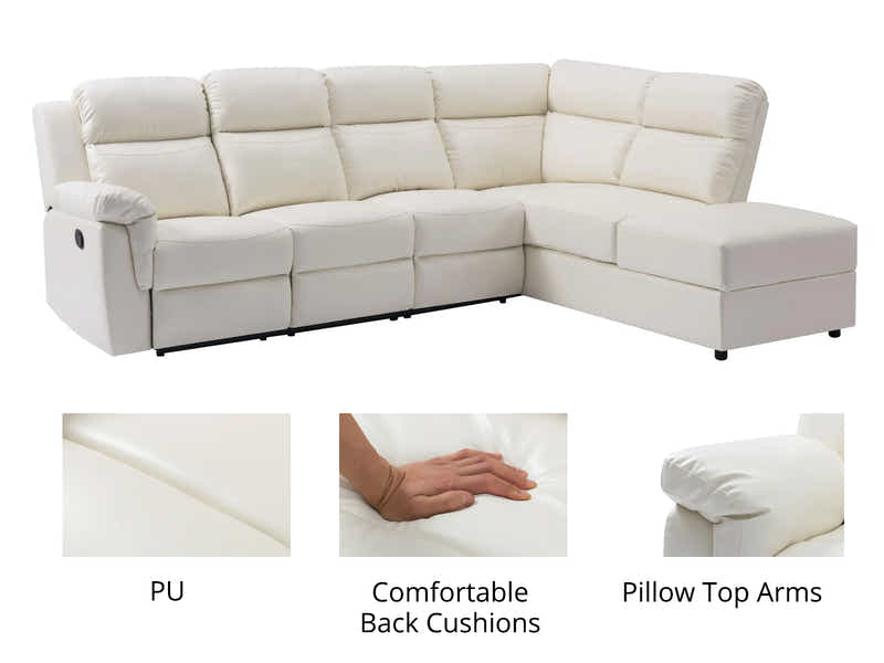 DS Ronae Corner Recliner Sofa PU Beige