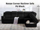DS Ronae Corner Recliner Sofa PU Black