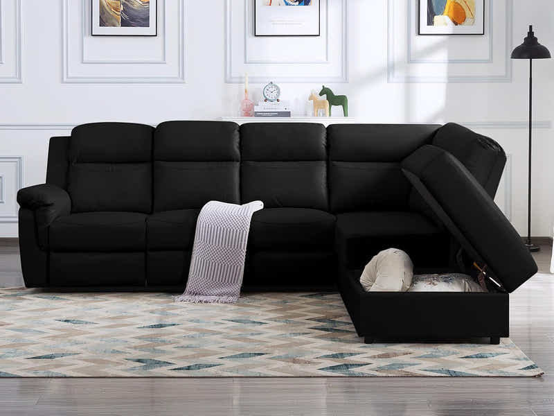 DS Ronae Corner Recliner Sofa PU Black