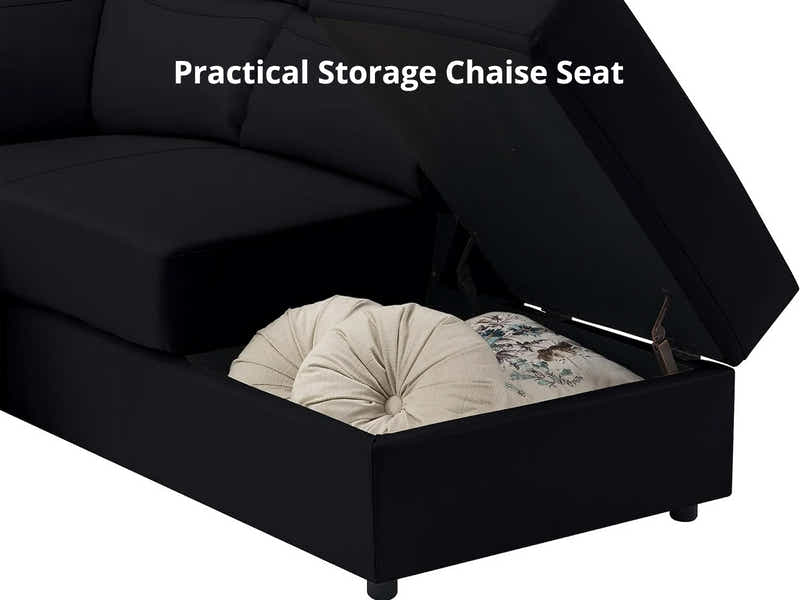 DS Ronae Corner Recliner Sofa PU Black