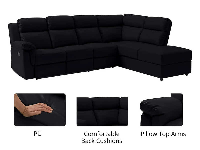 DS Ronae Corner Recliner Sofa PU Black