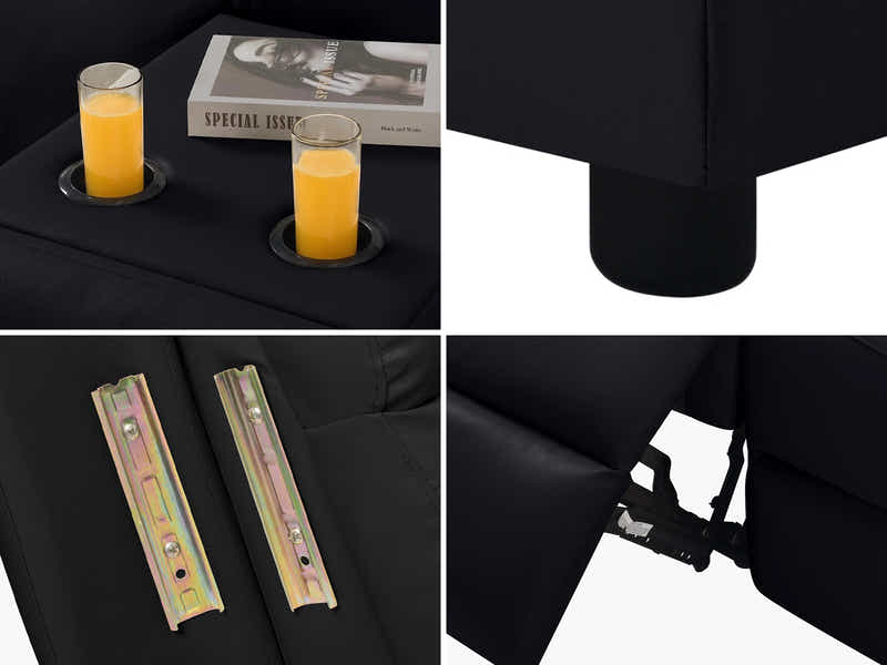 DS Ronae Corner Recliner Sofa PU Black