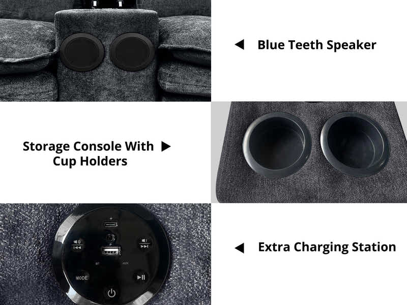 U-shaped Combination Sofa Chenille - Black